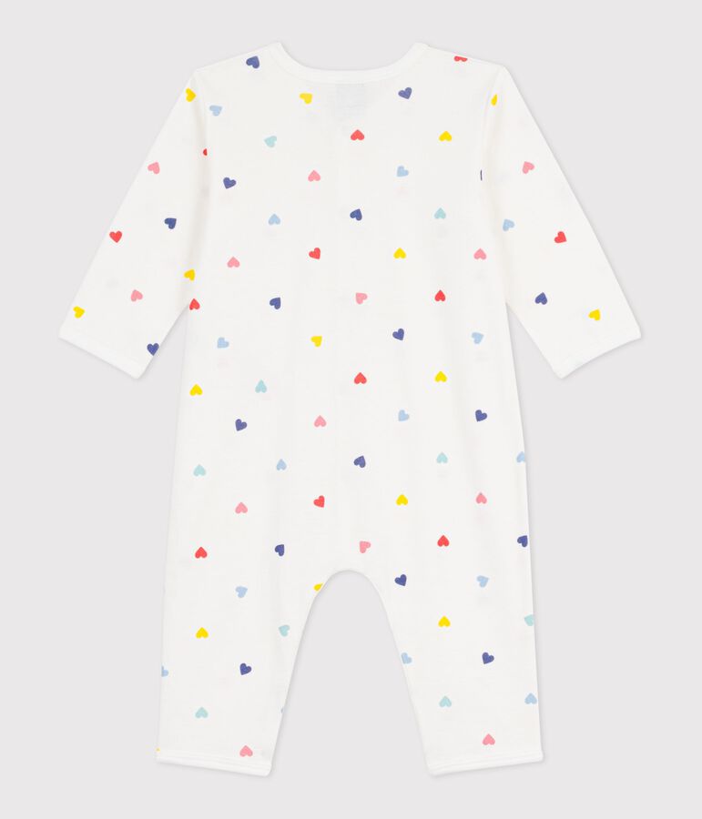Babies' heart print footless cotton pyjama suit white/multicolor