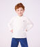 Children's plain long-sleeved cotton polo shirt white