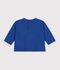 Babies' long-sleeved plain cotton T-shirt with a motif blue