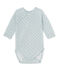 Newborn baby boys' long-sleeved bodysuit in wool and cotton FRAICHEUR blue/TEMPETE grey