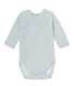 Newborn baby boys' long-sleeved bodysuit in wool and cotton
