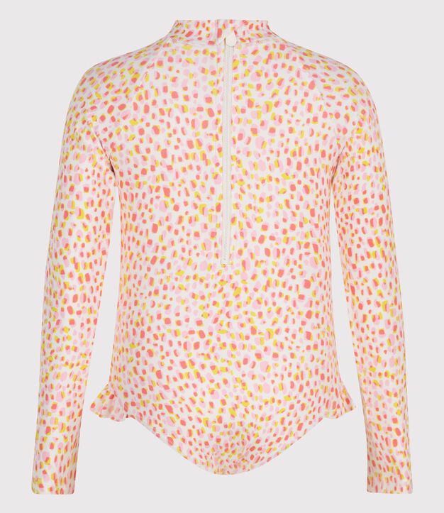Children's one-piece long sleeved printed swimsuit white/multicolor