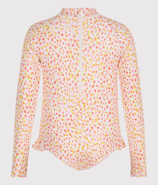 Children's one-piece long sleeved printed swimsuit white/multicolor