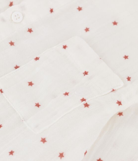 Boys' Printed Cotton Gauze Shirt MARSHMALLOW white/OMBRIE red
