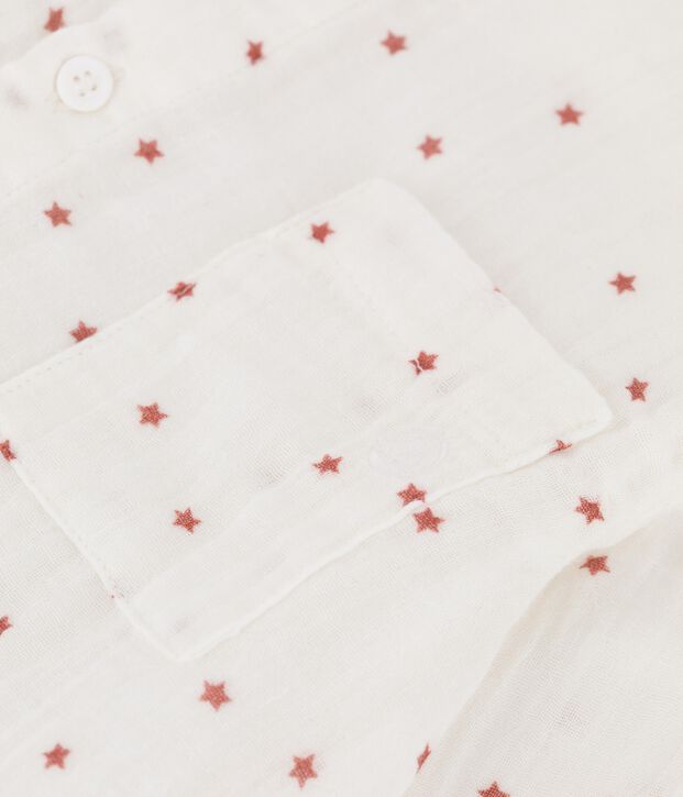 Boys' Printed Cotton Gauze Shirt white/brown