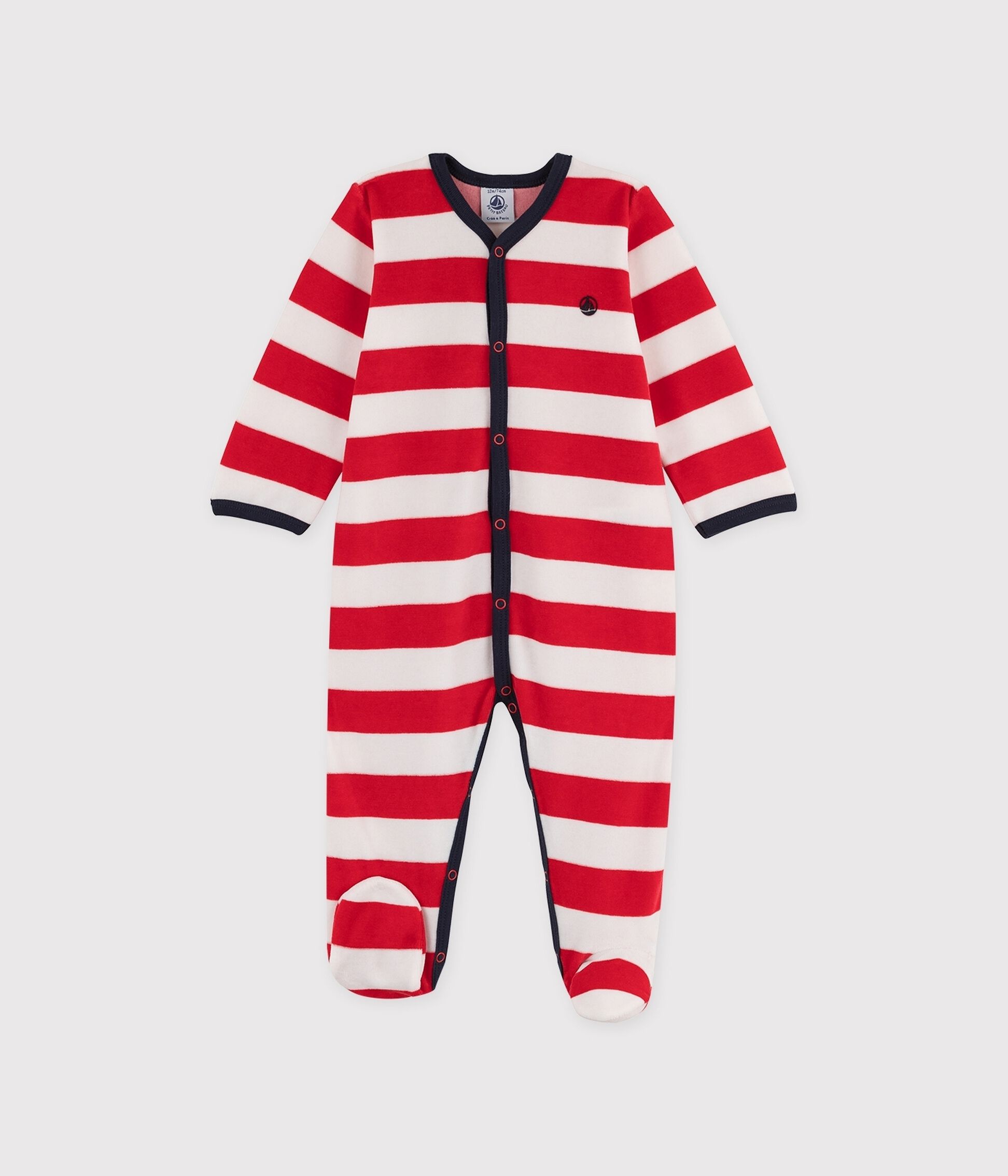red and white striped sleepsuit