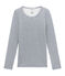 women's long sleeved cotton and wool t•shirt TURQUIN blue/MARSHMALLOW white