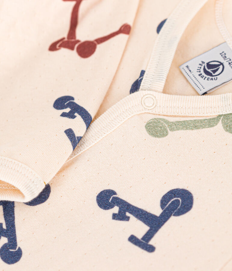 Babies' Printed Cotton Pyjamas Ecru/multicolor