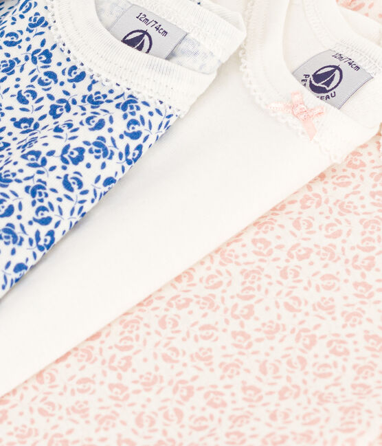 Babies' Short-Sleeved Floral Cotton Bodysuits - 3-Pack variante 1