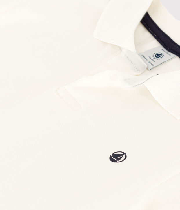 Boys' Short-Sleeved Cotton Polo Shirt white