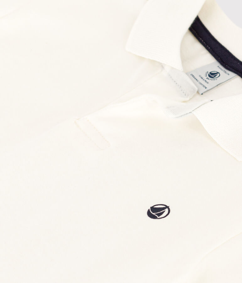 Boys' Short-Sleeved Cotton Polo Shirt white