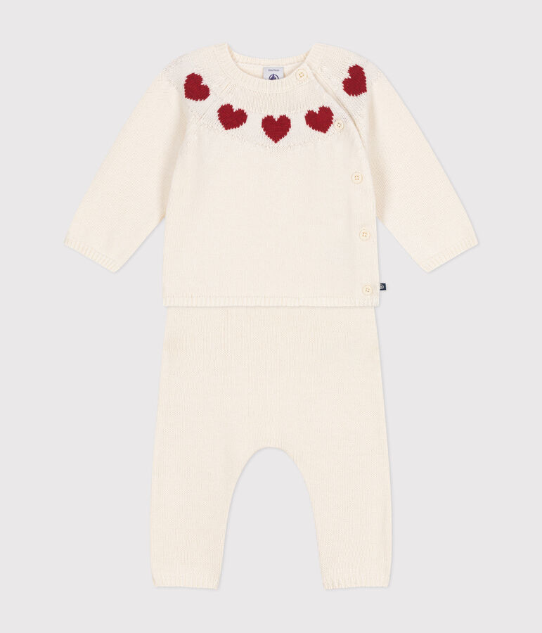Babies' two-piece knitted outfit white/red
