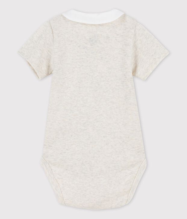 Babies' Short-Sleeved Organic Cotton Bodysuit with Collar MONTELIMAR CHINE