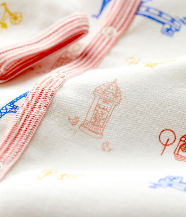 Babies' Paris Themed Footless Cotton Sleepsuit white/multicolor