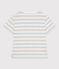 Women's short-sleeved stripy cotton T-shirt MARSHMALLOW white/MULTICO white