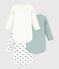 Pack of babies' long-sleeved whale-print cotton bodies multicolor
