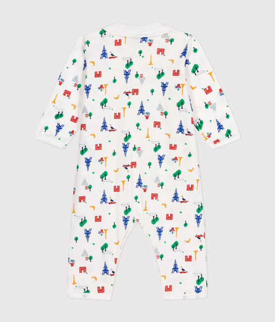 Babies' Paris Print Footless Cotton Pyjamas MARSHMALLOW white/MULTICO white