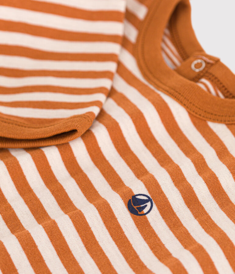 Babies' Long-Sleeved Tube Knit T-Shirt brown/ecru