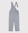 Girls' Stripy Cotton Dungarees MEDIEVAL blue/MARSHMALLOW white