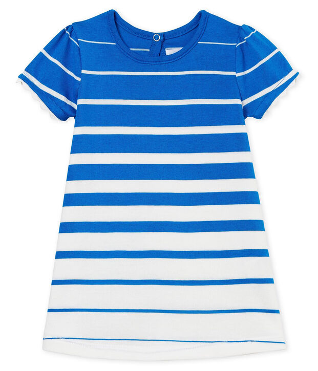 Baby girls' striped dress blue/white