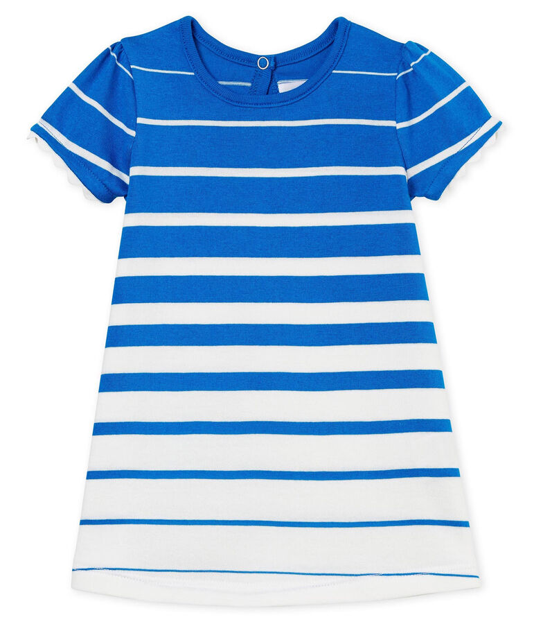 Baby girls' striped dress blue/white