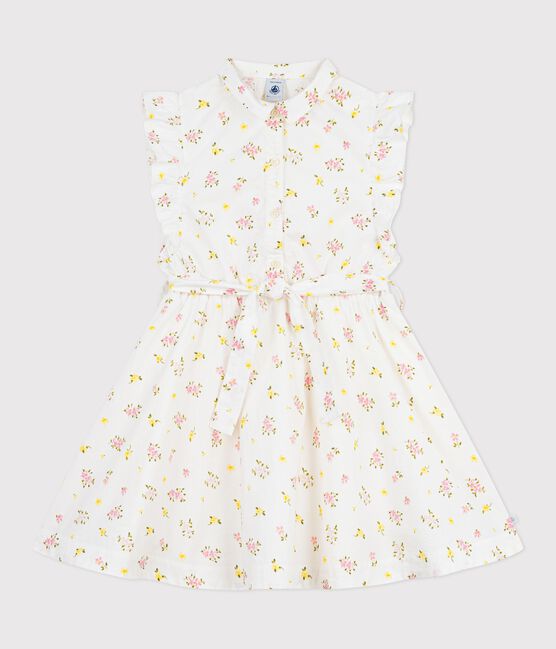 Children's sleeveless floral print cotton dress MARSHMALLOW white/MULTICO white