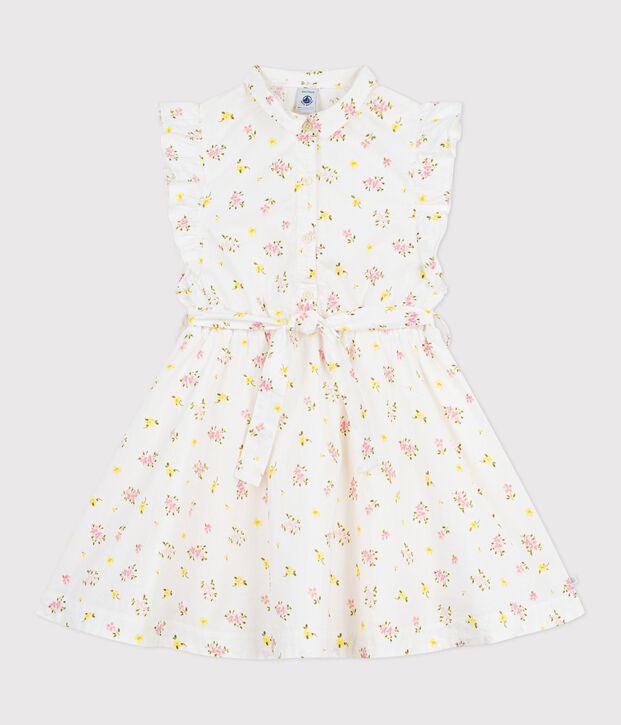 Children's sleeveless floral print cotton dress white/multicolor