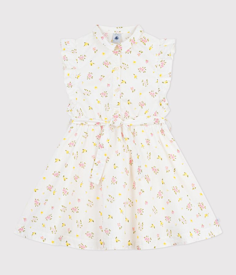 Children's sleeveless floral print cotton dress white/multicolor