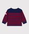 Babies' stripy wool and cotton sailor-style jumper blue/red