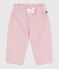 Babies' plain velour trousers with an embroidered back pocket JOLI pink