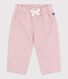 Babies' plain velour trousers with an embroidered back pocket