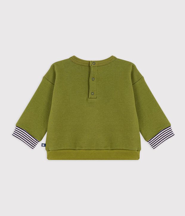 Babies' vintage Petit Bateau motif cotton sweatshirt green