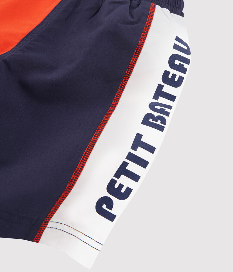 Boys' colour block Beach Shorts TOUAREG blue/SPICY orange