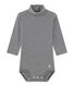 Baby's unisex bodysuit with milleraies-striped roll neck