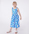 Children's long strappy dress in printed cotton MARSHMALLOW blue/PORCELANA