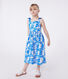 Children's long strappy dress in printed cotton