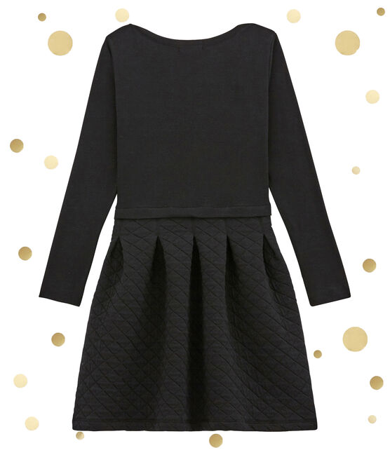 women's low waisted dual fabric dress NOIR black