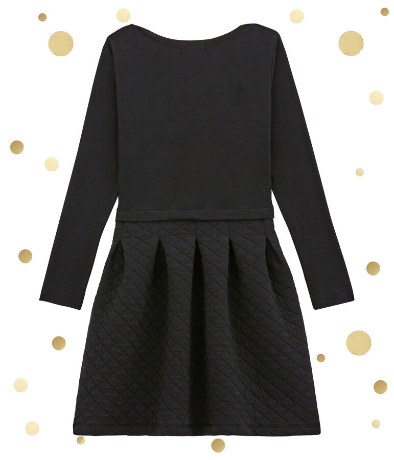 women's low waisted dual fabric dress black