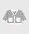 Babies' thick jersey cardigan MARSHMALLOW white/SMOKING blue