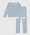 Women's stripy cotton pyjamas ADRIATIC /MARSHMALLOW