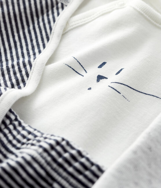 Baby's Tube Knit Three-Piece SMOKING blue/MARSHMALLOW white
