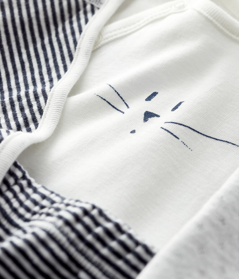 Baby's Tube Knit Three-Piece blue/white