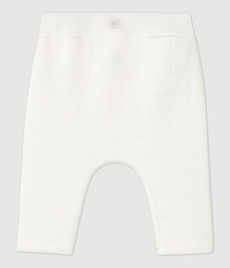 Babies' White Quilted Organic Cotton Trousers MARSHMALLOW white
