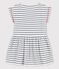 Girls' Short-Sleeved Cotton Dress MARSHMALLOW white/SMOKING blue
