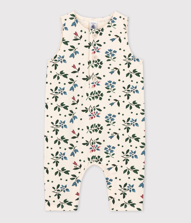 Babies' Patterned Fleece Jumpsuit Ecru/multicolor