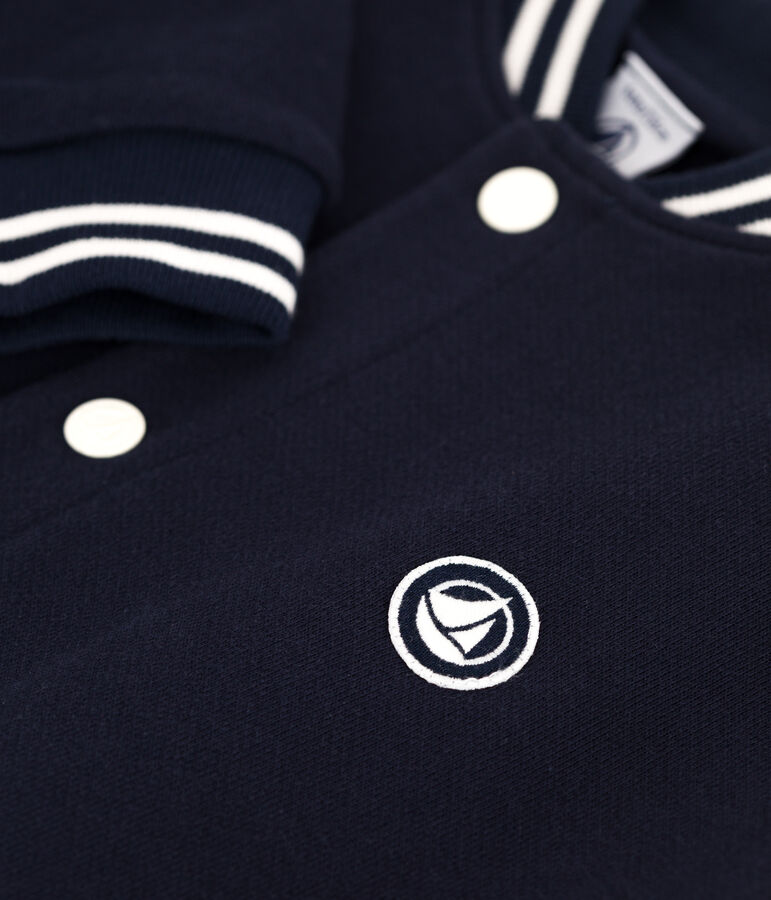 Children's varsity-style jacket in plain cotton blue