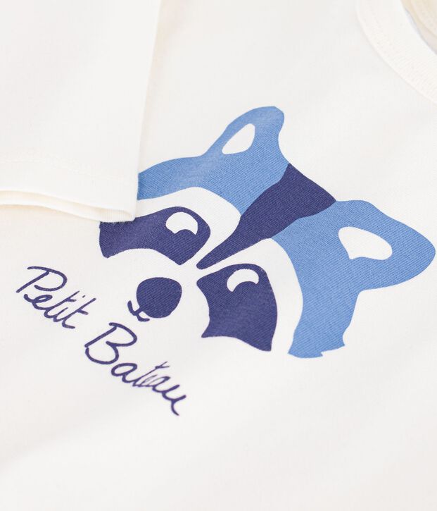 Babies' long-sleeved plain cotton T-shirt with a motif MILK