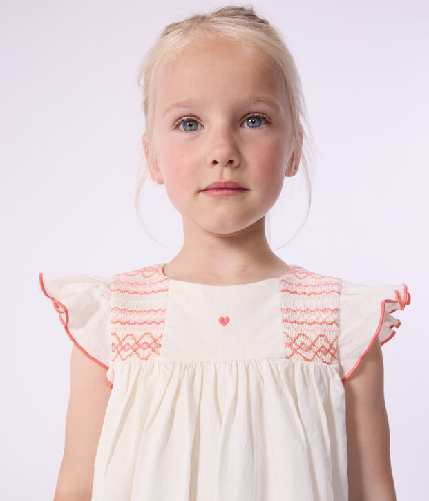 Children's short-sleeved cotton dress white