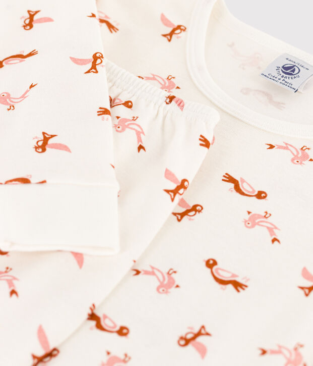 Bird Themed Cotton Snugfit Pyjamas white/multicolor