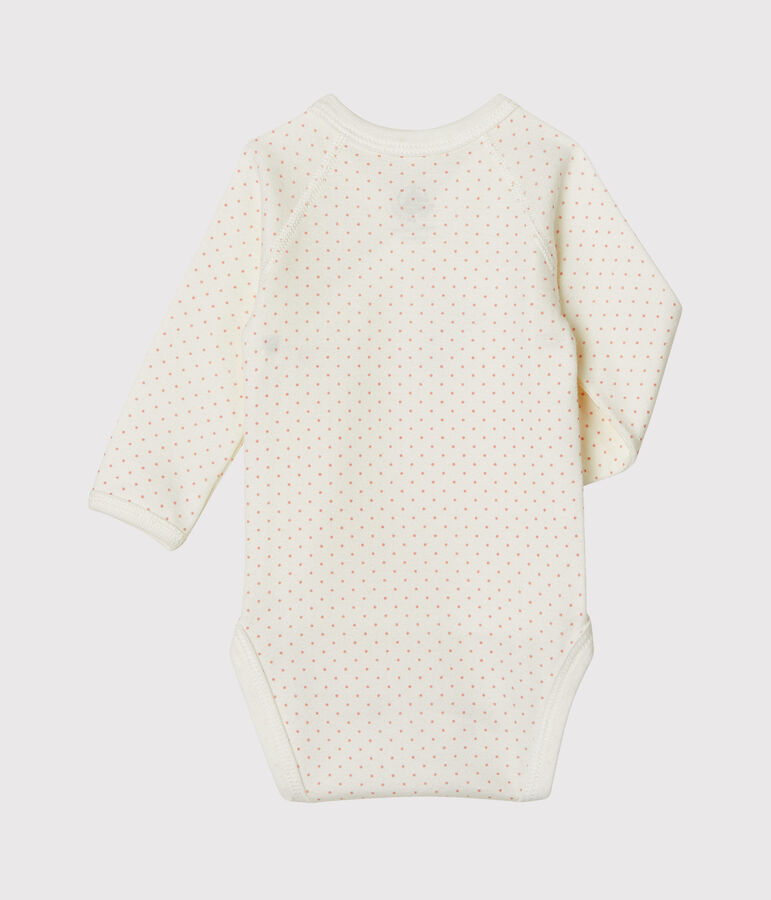 Newborn Babies' Long-Sleeved Bodysuit MARSHMALLOW white/CHARME pink